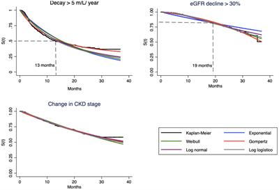 A proposal to analyze the progression of non-dialytic chronic kidney disease by surrogate endpoints: introducing parametric survival models